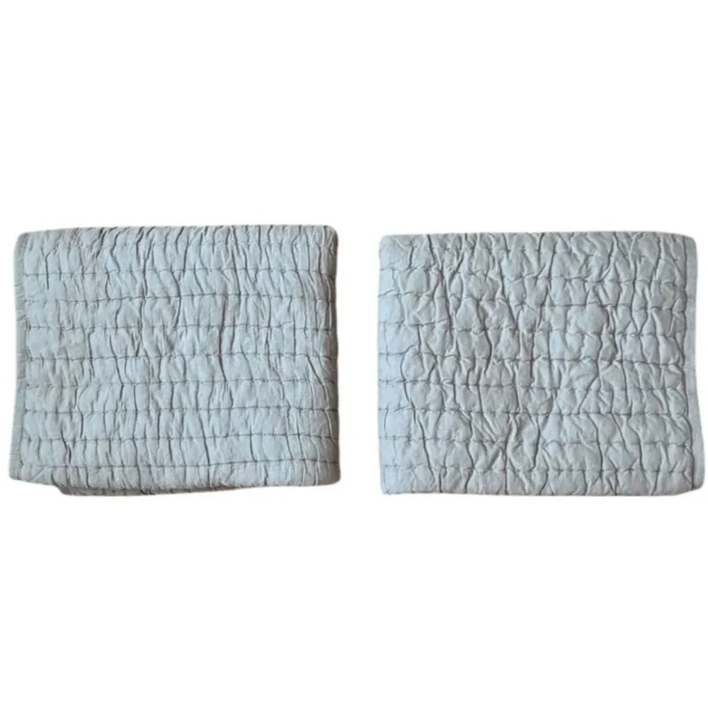 West Elm Airy Cotton Voile Solid Quilted King Sham Set Graystone *FLAW*